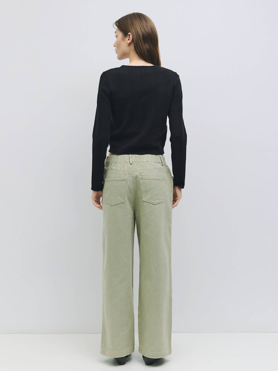 The Faye Top | Knit Pointelle Cardigan Top by All Row