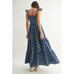 Floral Emboridered Tiered Maxi Dress