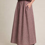 Striped Linen Blend Midi Skirt