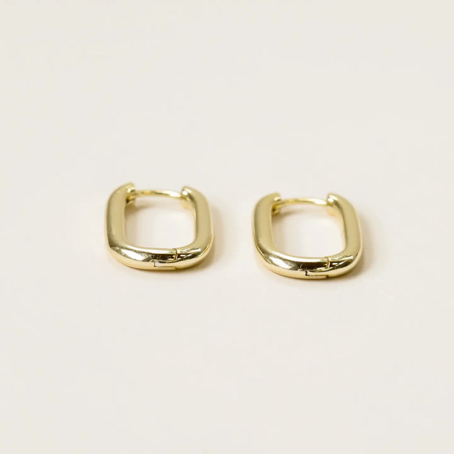 Large Gold Rectangle Hoop Earring