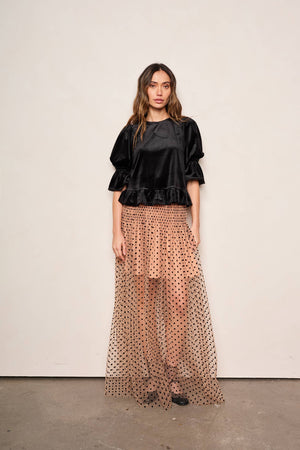 Mia Skirt in Nude Black Dot by dRA