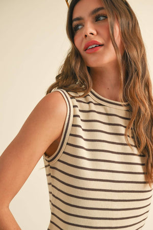 Striped Knitted Sleeveless Top