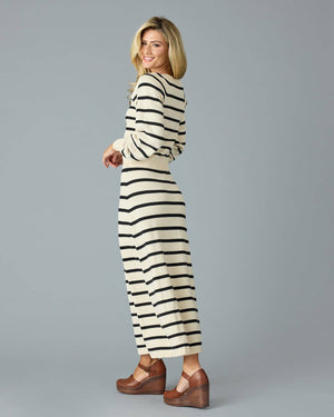 Paris Sweater Skirt in Black Stripe by Downeast