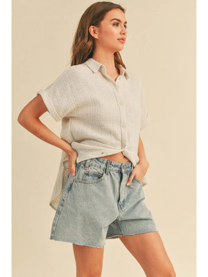 Textured Button Down Shirt in Stone