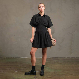 Wide Pintuck Shirt Dress