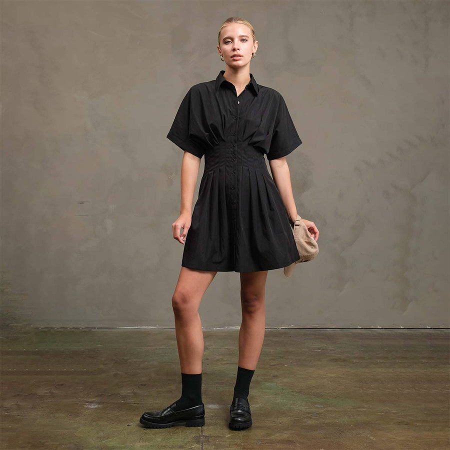 Wide Pintuck Shirt Dress