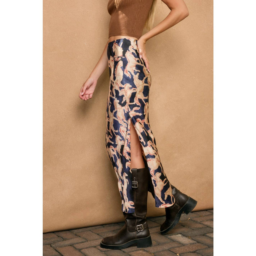 Riverbend Pull On Maxi Skirt in Western Navy