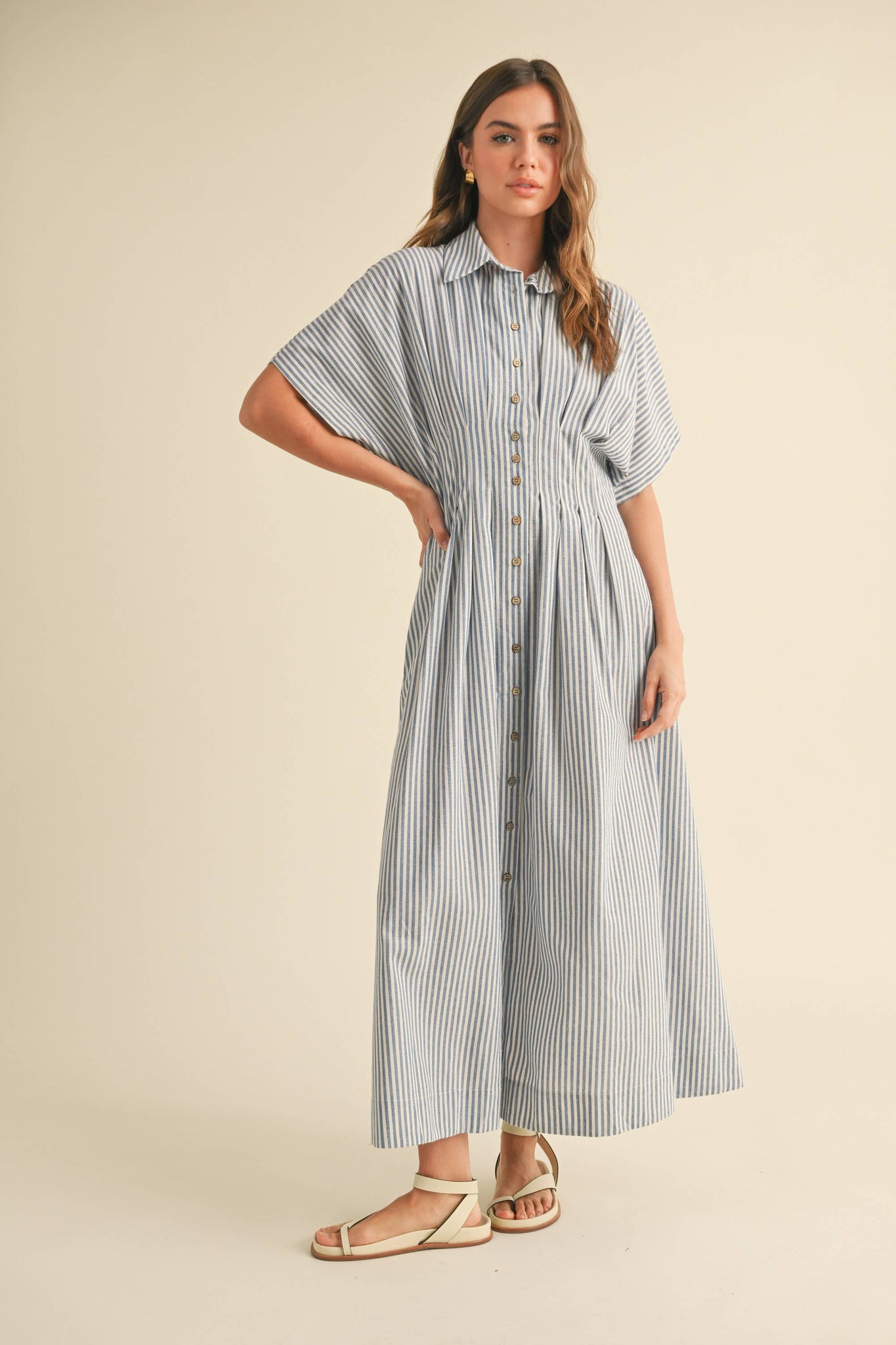 Striped Buttondown Shirt Dress Navy Stripe / Medium Striped Buttondown Shirt Dress Navy Stripe / Medium