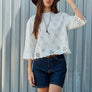 Eyelet Embroidered Scallop Hem Tee