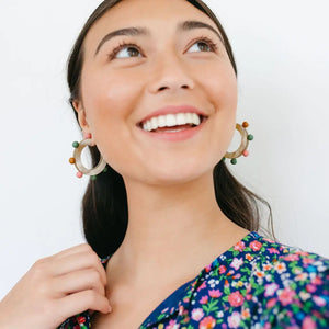 Rainbow Bead Hoop Earrings by Sunshine Tienda