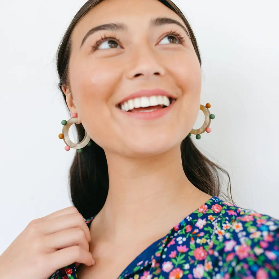 Rainbow Bead Hoop Earrings by Sunshine Tienda