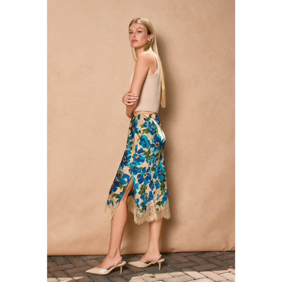 Ethereal Gardens Lace Hem Pencil Skirt