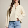 Textured Half Zip Pullover Top