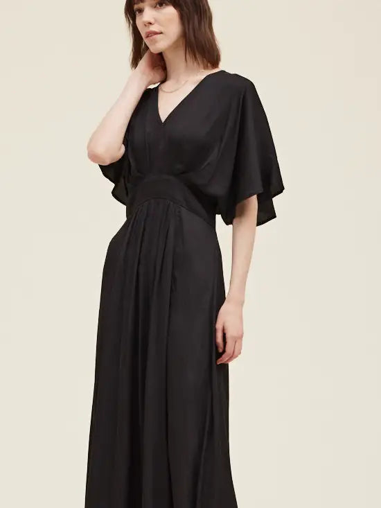 Kimono Sleeve Maxi Dress in Black