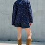 Embroidered Lightweight Button-Up Jacket