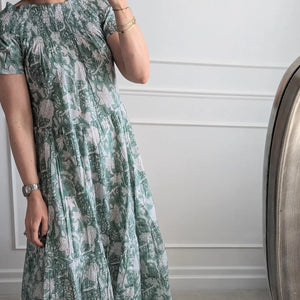 Amalfi Green Smock Neckline Dress by LNH Edit