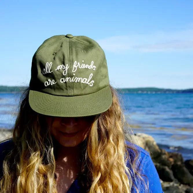 all my friends are animals® Original Script Hat in Olive by A Summer Shop