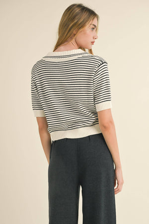 Stripe Knitted Top in White and Black