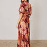 Floral Lace Trim Blouson Maxi Dress