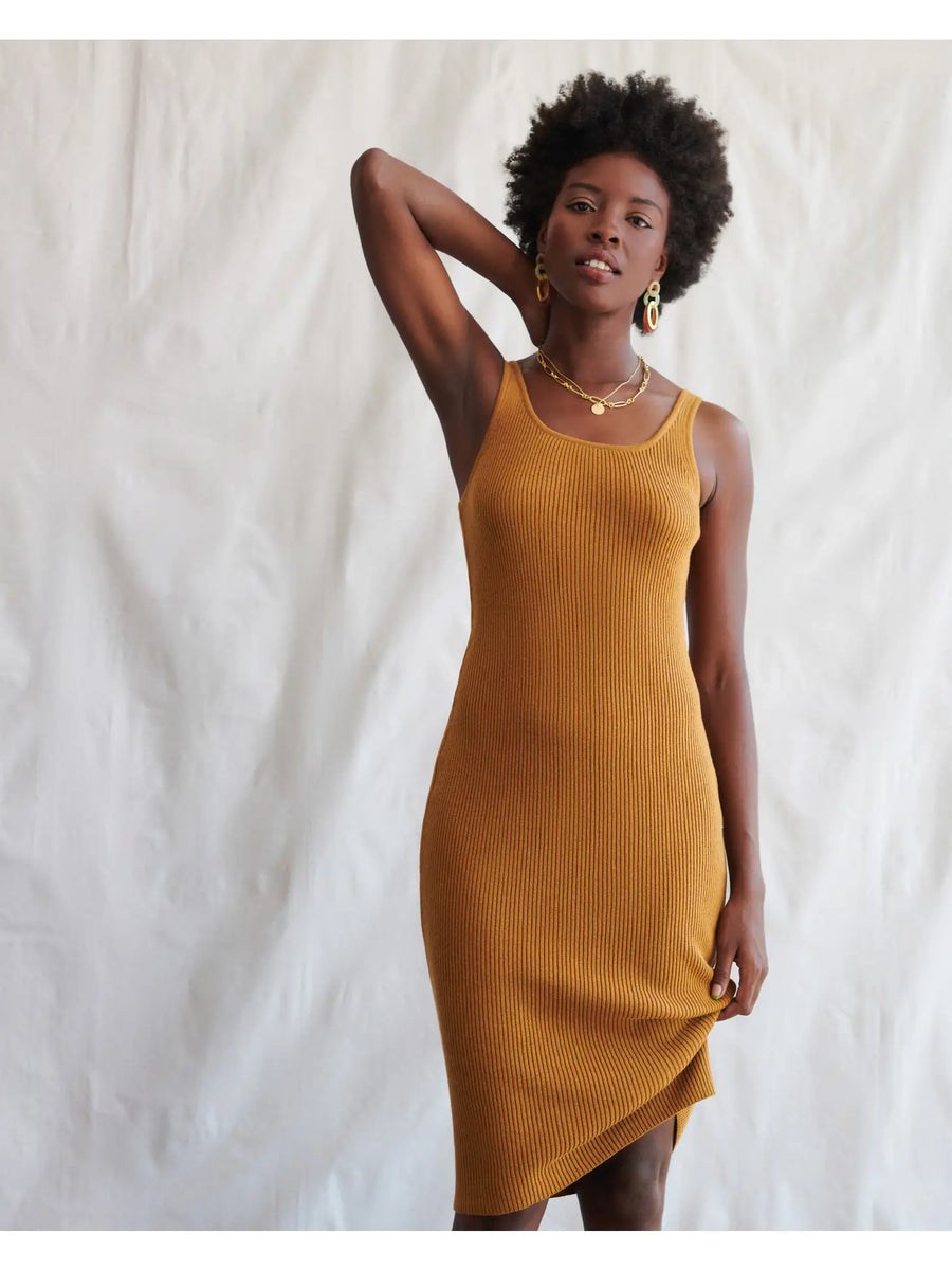 Foundation Sweater Dress in Golden Brown by WVN