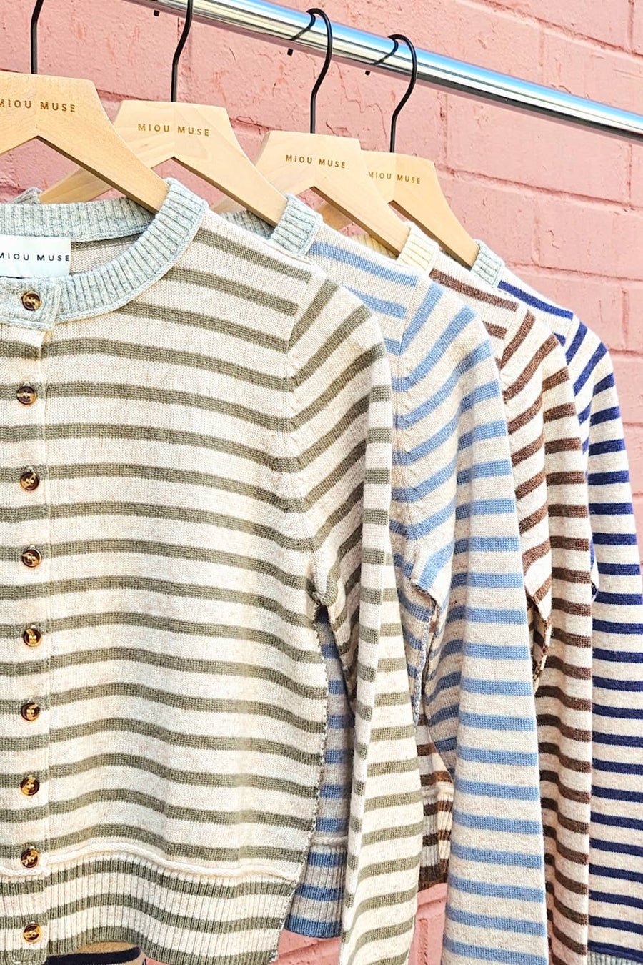 Striped Pattern Button Front Cardigan