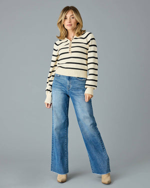 Paris Sweater in Black Stripe by Downeast