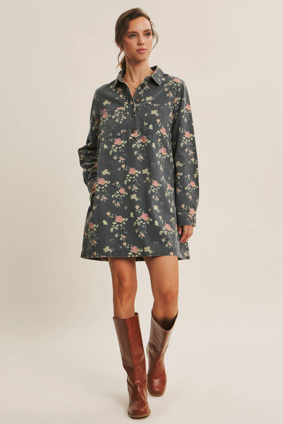 Still from A Film Mineral-Washed Victorian Floral Mini Dress