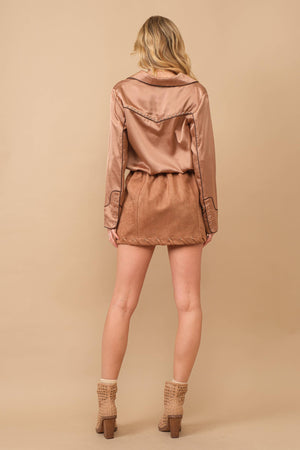 Suede Mini Skirt in Camel
