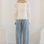 Embroidered Eyelet Lace Square Neck Blouse