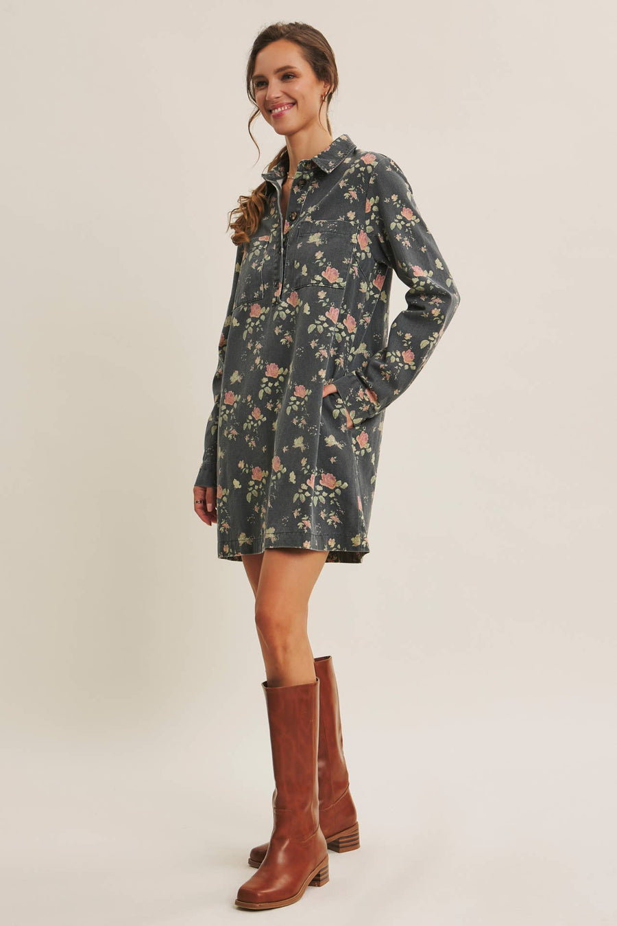 Still from A Film Mineral-Washed Victorian Floral Mini Dress