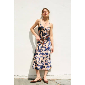 Exquisite Refinement Bias Cut Slip Dress in Western Navy