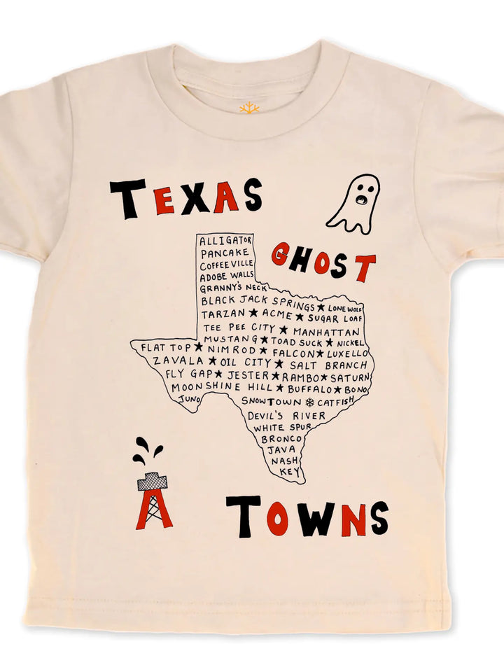 Texas Ghost Towns Natural Organic Kids Tee