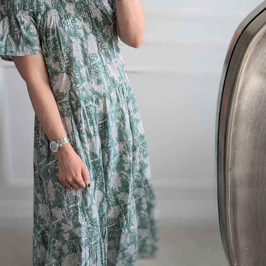 Amalfi Green Smock Neckline Dress by LNH Edit