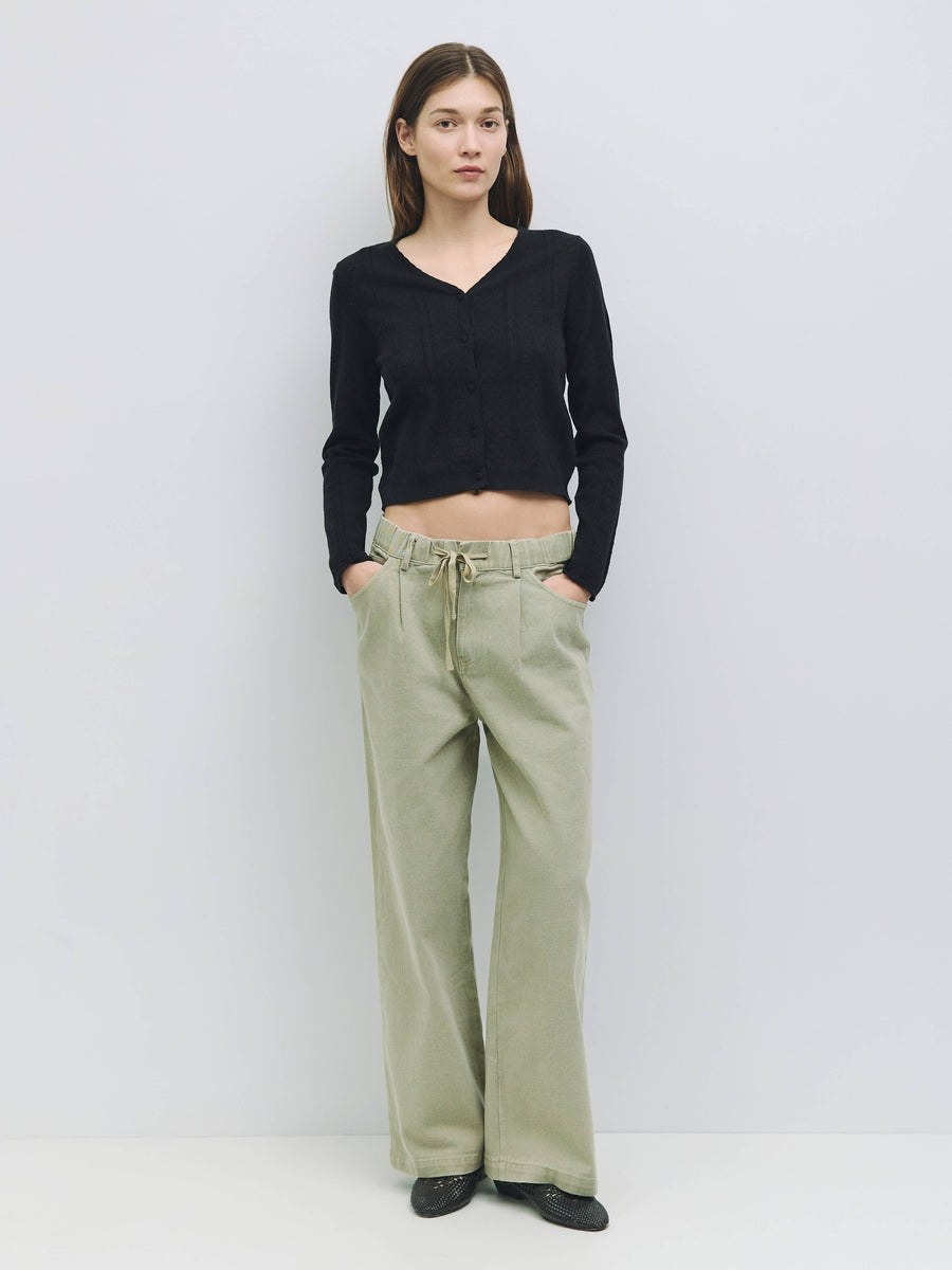 The Faye Top | Knit Pointelle Cardigan Top by All Row