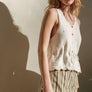 Sleeveless Button Front Scallop Hem Knit Top