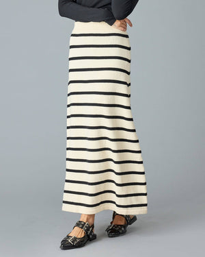 Paris Sweater Skirt in Black Stripe by Downeast