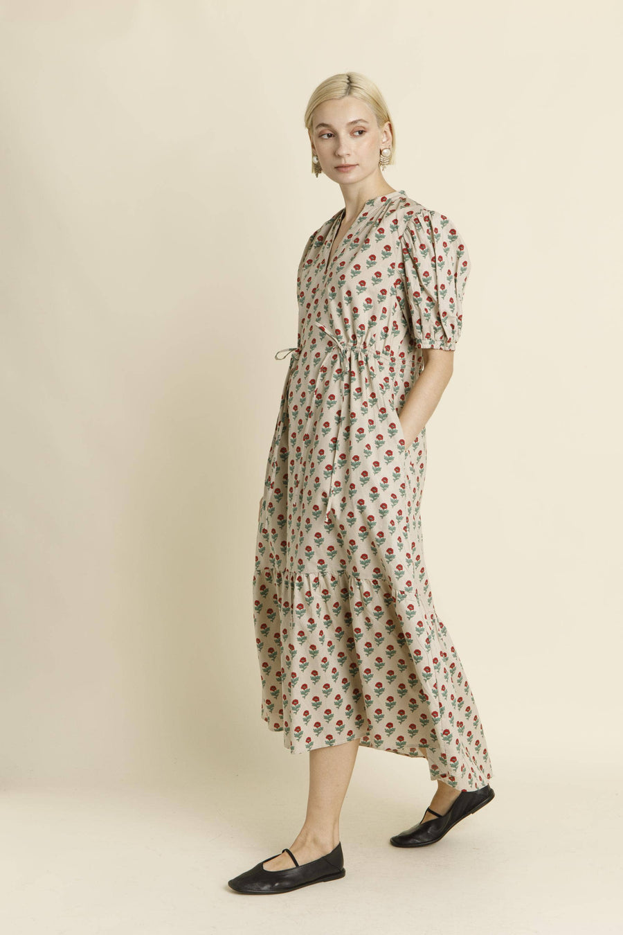 Midi Dress with Waist Ties