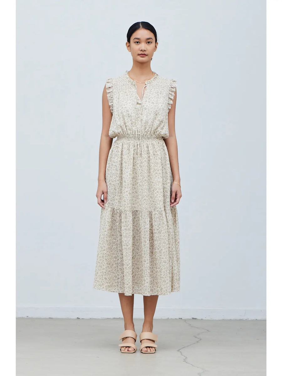 Printed Midi Dress in Ivory