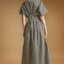 Gingham Pattern Button Down Shirt Dress
