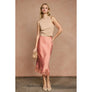 Dull Satin Lace Hem Pencil Skirt