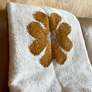 Flora Gold & Cream Heavyweight Throw Flower Blanket by Sundream
