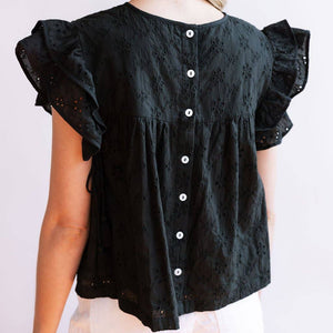 Black Eyelet Lottie Top by Sunshine Tienda
