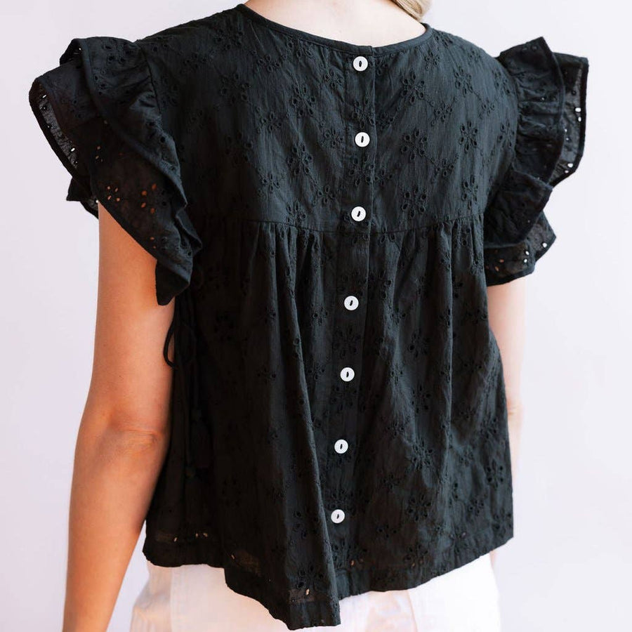 Black Eyelet Lottie Top by Sunshine Tienda