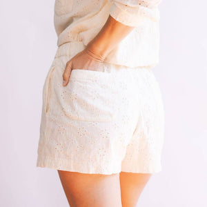 Ivory Eyelet Bermuda Short by Sunshine Tienda