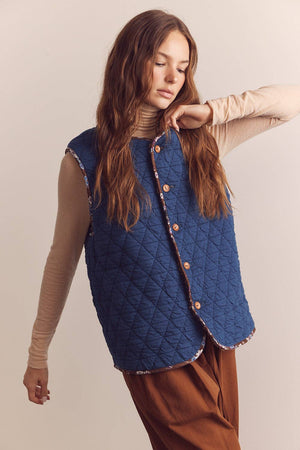 Wool Blend Shepherd Reversible Vest by amente