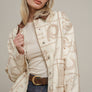 Western Embroidered Jacket with Corduroy Collar