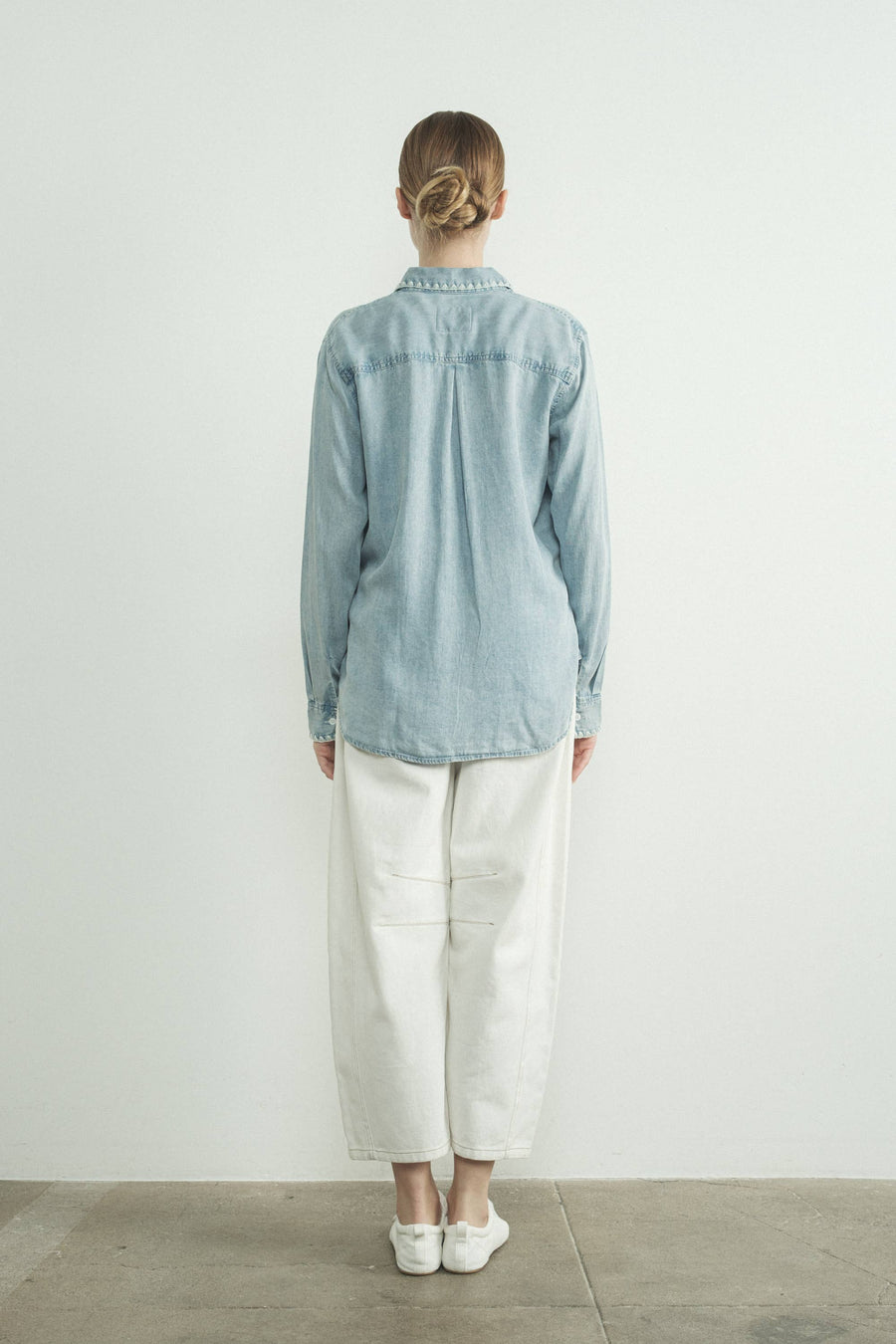 Denim Shirt with Embroidery Edge by Aaron & Amber