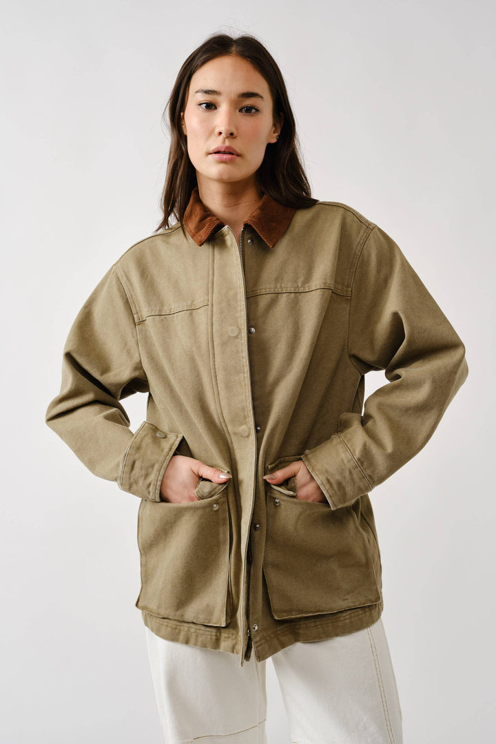 Vintage Washed Barn Jacket with Corduroy Collar by Aaron & Amber