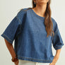 Round Neck Short Sleeve Denim Top