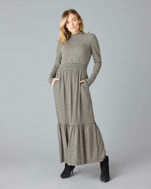 Good Vibes Dress in Black Stripe by Downeast